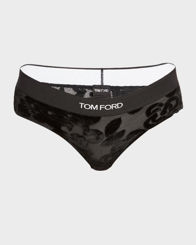 Primrose Floral Devoré Logo Band Tulle Brief
